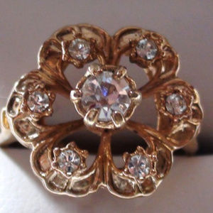 Vintage Cluster Ring 18k HGE STERLING Exquisite Flower VARGAS COMPANY NY